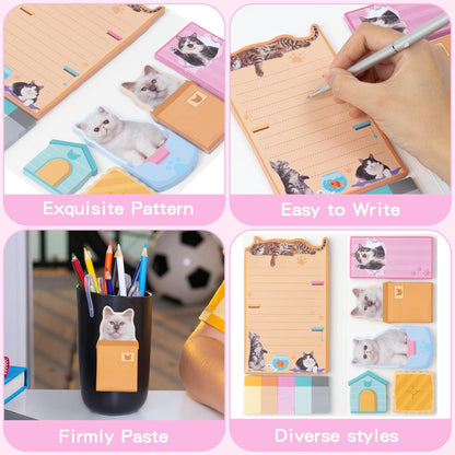 B1ykin Cute Sticky Notes Set - Stay Alive Skeleton Shaped Self-Stick Notes Pad, 550 Sheets Writing Memo Pages Sticky Notepad for Teacher Appreciation Gifts, School Office Supplies (Funny Skeleton) - Colors B
