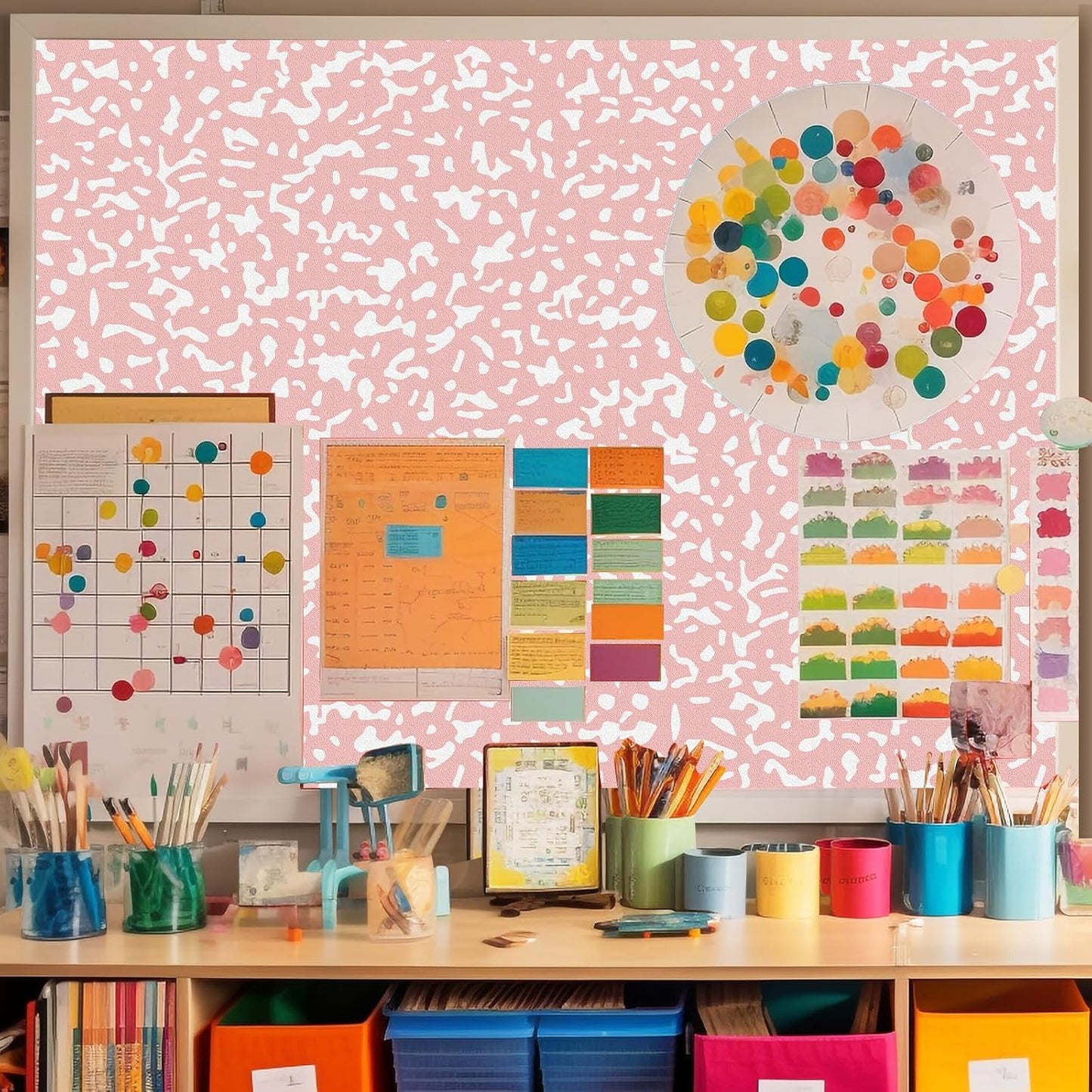 Drydiet Composition Notebook Bulletin Board Roll 1. 4 x 10 Ft/ 17 x 120 Inches, Peel and Stick Composition Classroom Decor, Back to School Black and White Bulletin Board Paper Background Waterproof
