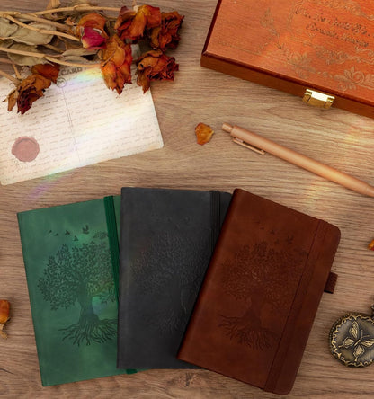 3 Pack Pocket Journaling Notebooks, A6 Small Notebook For Note Taking Journaling Notebooks Journals For Writing Mini Note Pads With Pen Holder 120 Pages 100 GSM Thick Paper(Nude, Brown, Forest Green)