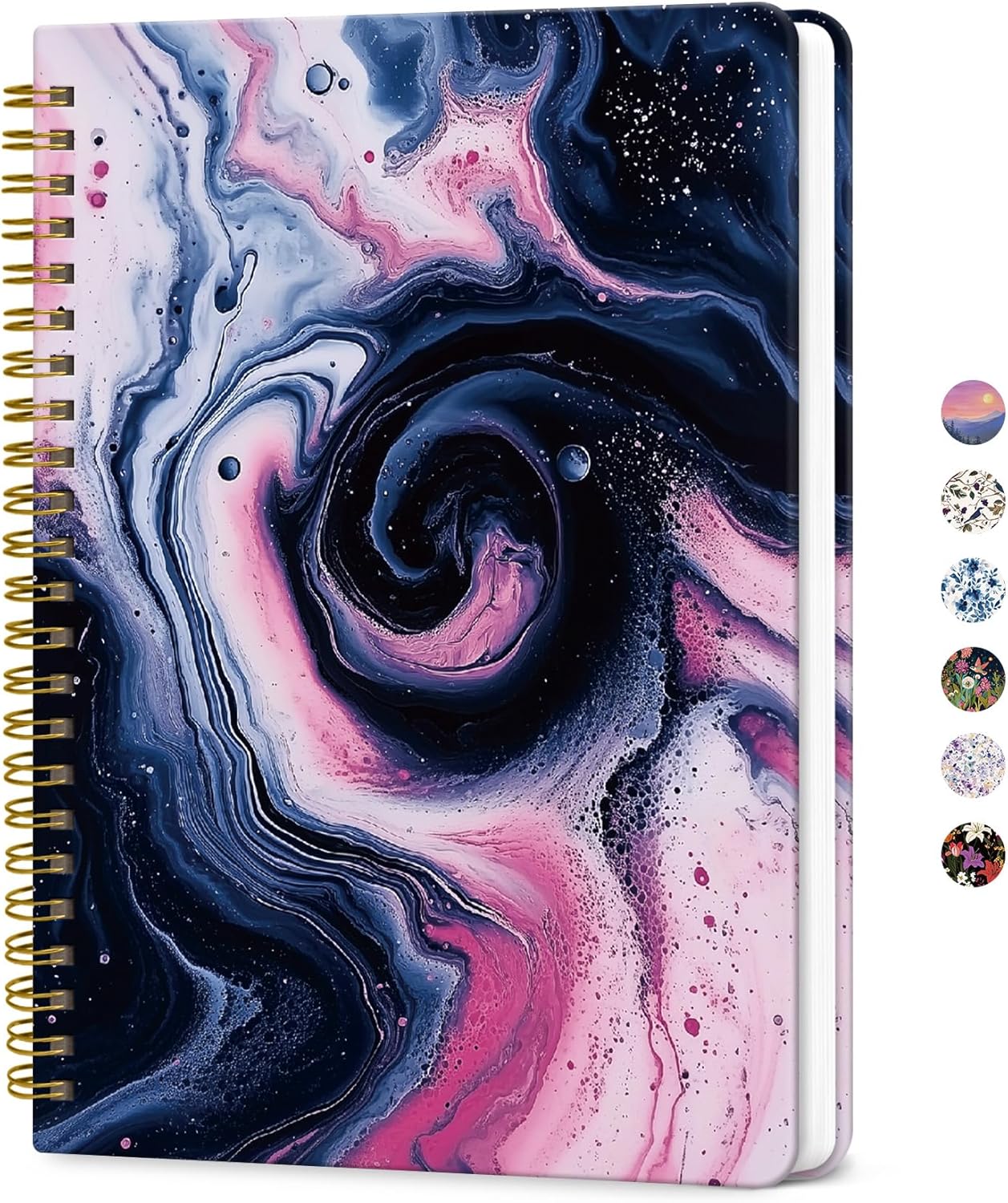 ZOTIA Lined Spiral Journal for Women, A5 Pretty Hardcover Notebook for Work, School & Office Writing, Aesthetic Writing Journal College Ruled, 140 Pages, 5.8" x 8.3", Twilight Bloom