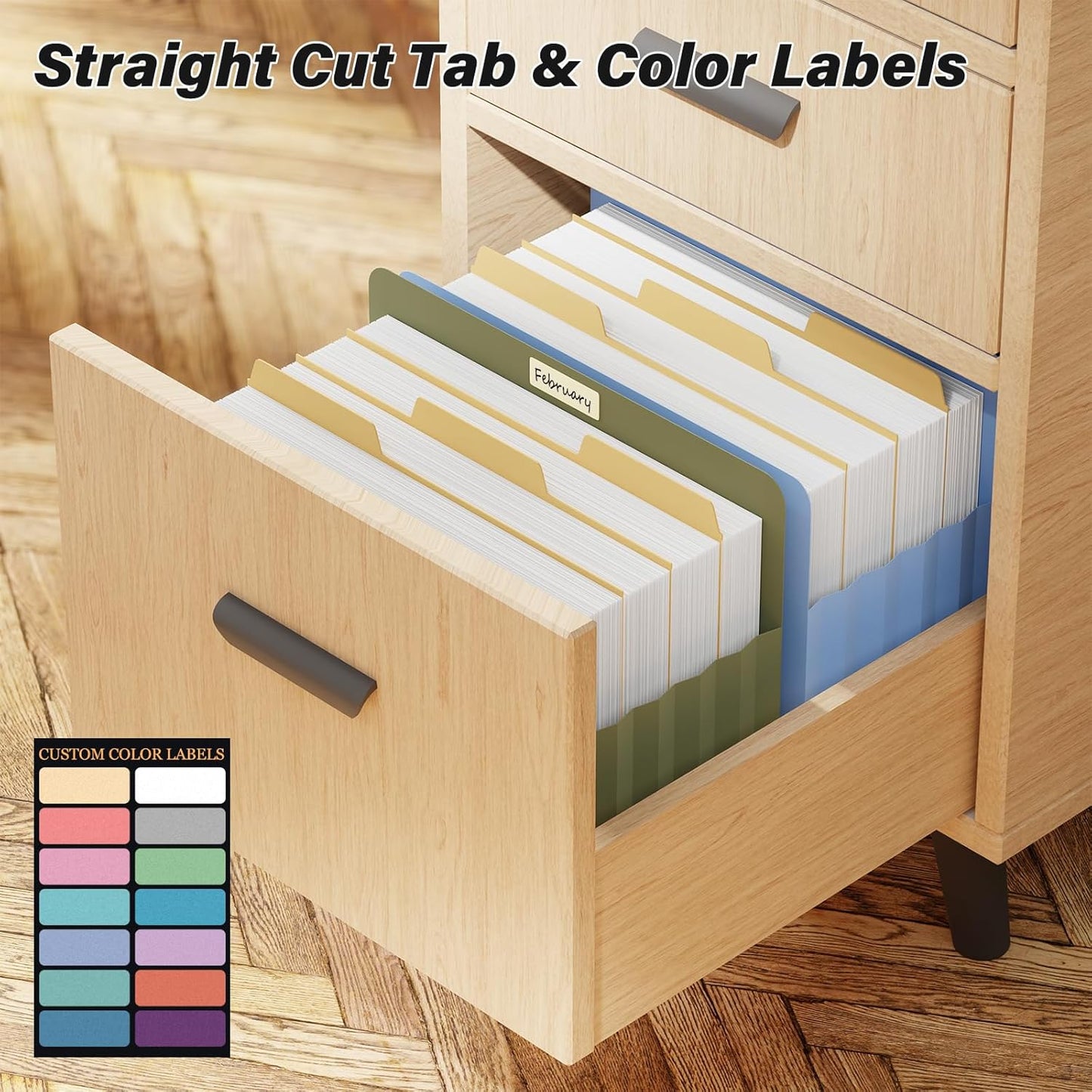 Ansook Poly Legal Size 5.25" Expansion File Pockets,6 Pack Pastel Large Capacity File Pockets Folders,Heavy Duty File Pocket for Cabinet,with Straight-Cut Tab,hold 8.5" x 11" documents & Manila Folder