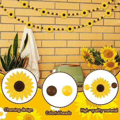 8.2 Ft Pencil Wooden Garland Graduation Yellow Pencil Banners with Cute Beads Hanging Ornaments for Kindergarten Classroom Office Home First Day of School Party Decor