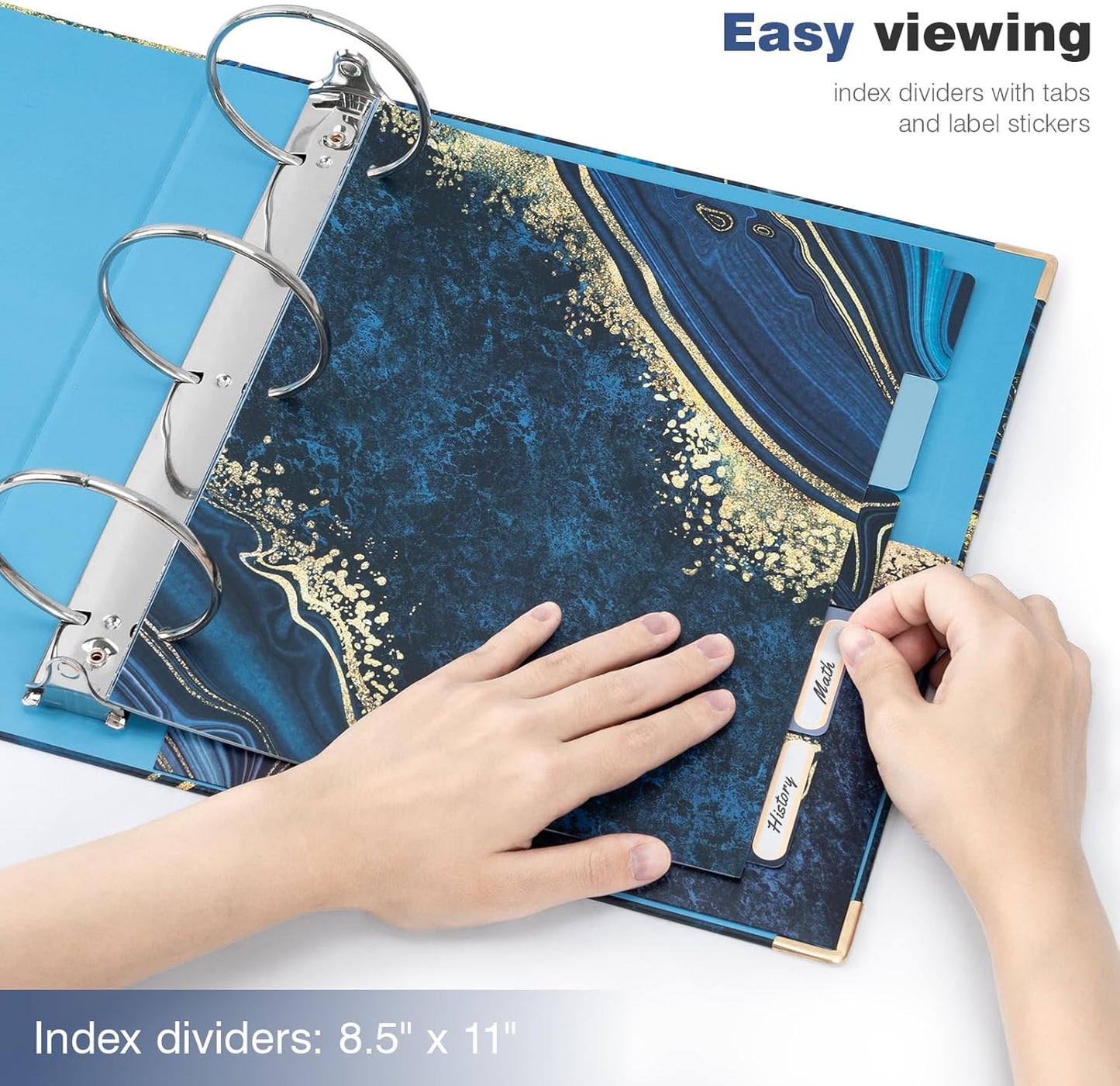 Ospelelf Binder 3 Ring 1 Inch, Floral Round Ring Clipboard Binder for Letter Size with 5 Tab Dividers, File Folder Labels, for School and Office Supplies