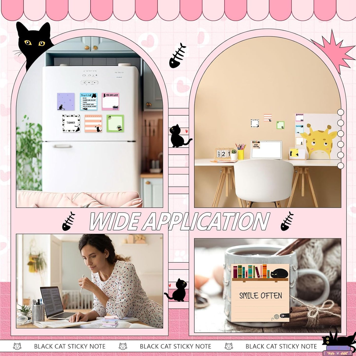 9 Pads Wildflower Sticky Notes 3x3 Inch Cute Self Stick Notepads Notes Adhesive Memo Pad Office Decor Gifts for Students School Teacher Meeting Office Supplies