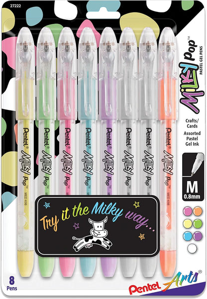 Pentel Sparkle Pop Metallic Gel Pen, (1.0mm) Bold Line, Assorted Colors, Pack of 8 (K91BP8M)