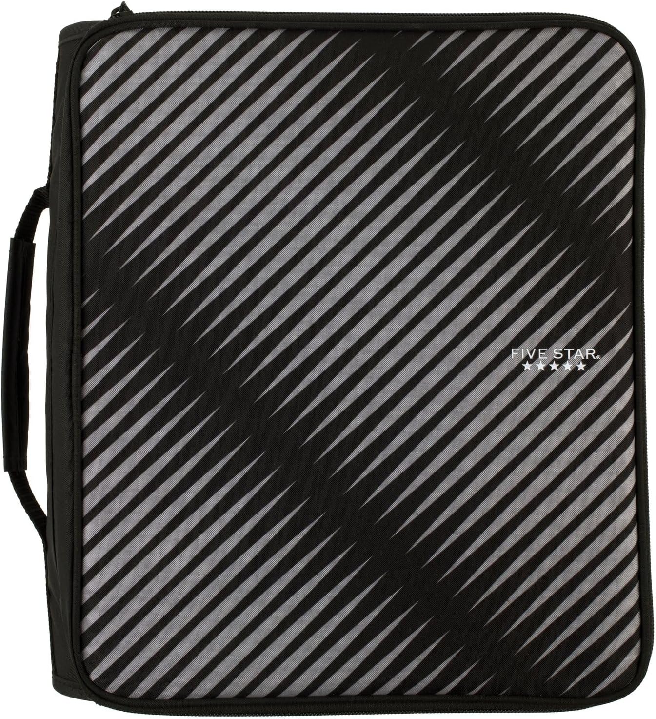 Five Star Zipper Binder, 2 Inch 3-Ring Binder with Round Rings, 5-Tab Expanding File, 380 Sheet Capacity, Black (72536)