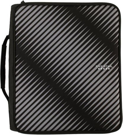 Five Star Zipper Binder, 2 Inch 3-Ring Binder with Round Rings, 5-Tab Expanding File, 380 Sheet Capacity, Black (72536)