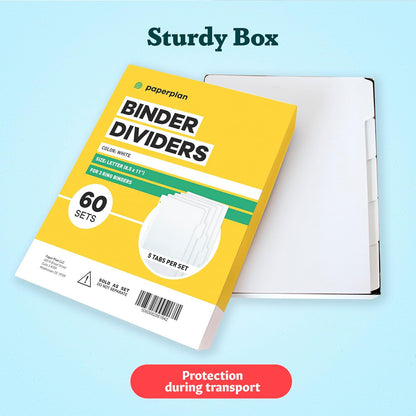 Binder Dividers with Tabs - (Set of 20) x 5 Tab Dividers for 3 Ring Binders, White, Reinforced Edge - Ideal for Keeping Your Documents Neat and Professional