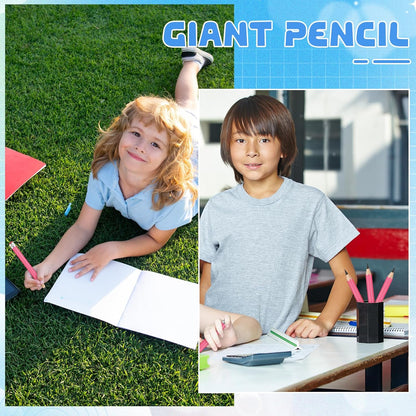 2 Pcs 13 inch Wooden Jumbo Pencils for Prop Giant Big Novelty Wood Pencil with Eraser for Fun Decor, School Projects, Party Favors, and Unique Gifts (Green)