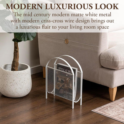 MyGift Magazine Rack, Floor Freestanding Magazine Holder for Bathroom Bedroom Office, Books Newspapers File Mail Organizer, Mid Century Modern Decor Wire Storage for Tablets and Documents
