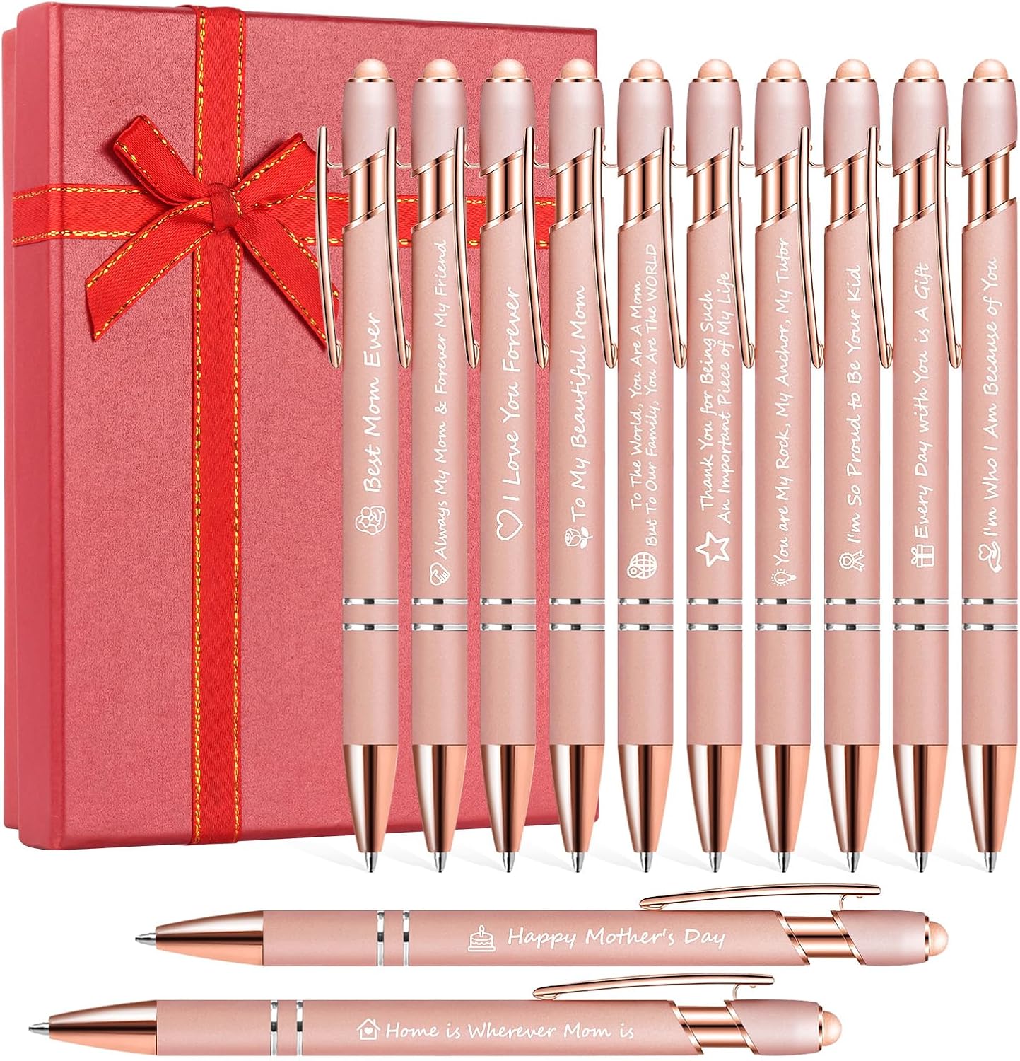 Father's Day Pen Set Gift Box - 12 Pack Black Ink Ballpoint Pens with Inspirational Quotes Fun Novelty Pens Perfect Birthday Retirement Gift for Dad Papa Father