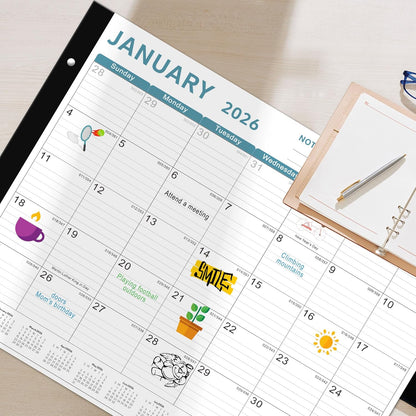 Desk Calendar 2026, KOPEESY 22" x 17" Large Desk Calendar, 18 Mouths From January 2026 to June 2027, Desktop Calendar with Notes and Thick Paper for Home, Office and School