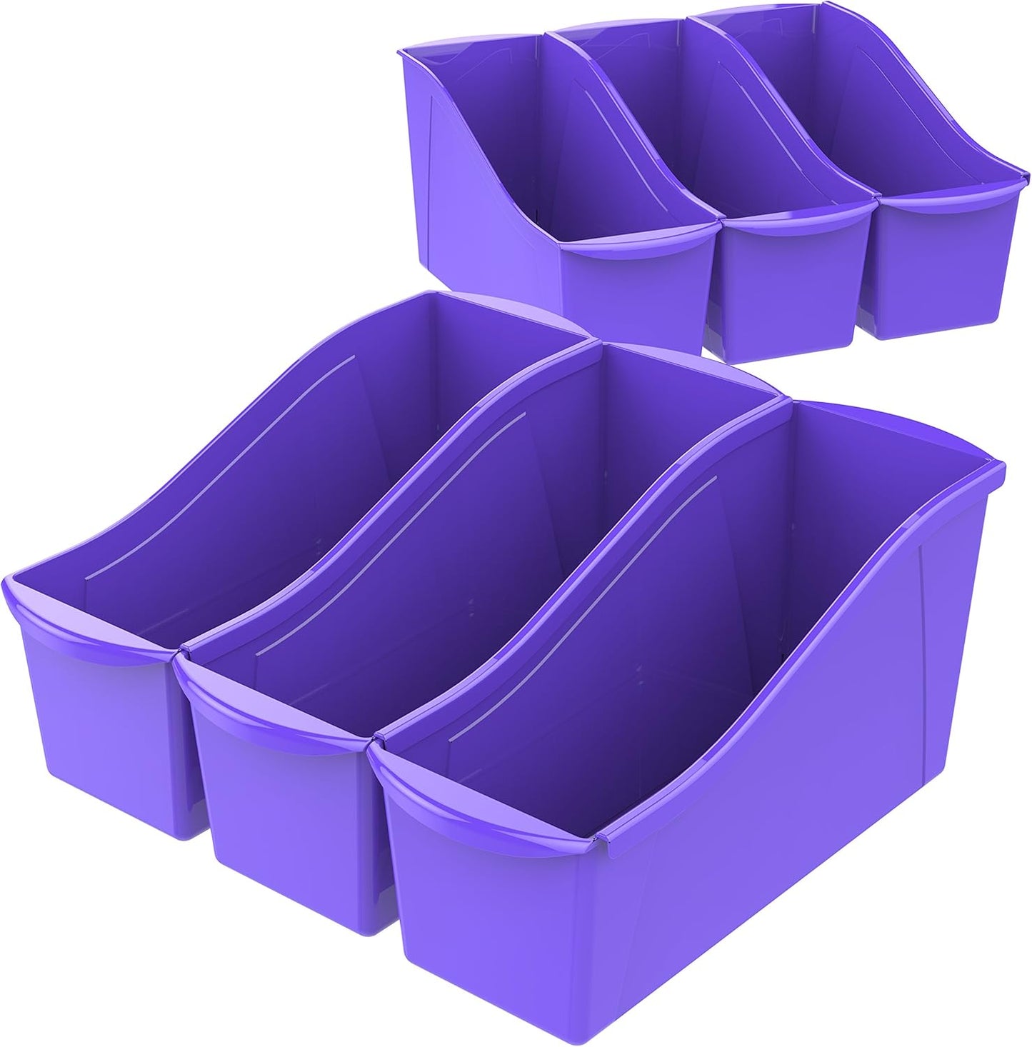 Storex Large Book Bin, Interlocking Plastic Organizer for Home, Office and Classroom, STEM Assortment, 6-Pack