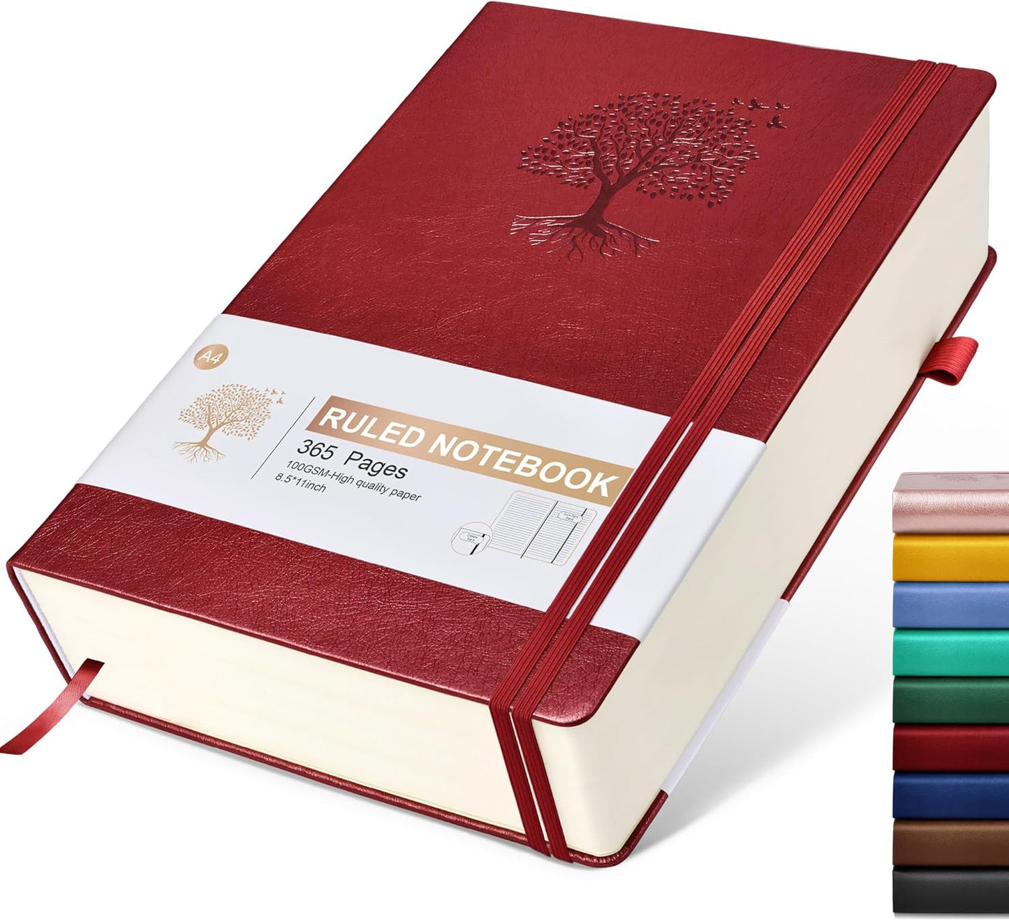 Lined Journal Notebook -365 Pages A5 Thick Journals for Writing Ruled Notebook, Hardcover Leather Journal for Women Men Daily Journal Notebook for Work, Note Taking, 100Gsm Lined Paper( 5.75'' X 8.38'' Green)