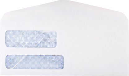 Amazon Basics #9 Security Tinted Double Window Envelopes for Invoices and Documents, Self-Seal, 3-7/8" x 8-7/8", White, 500-Pack