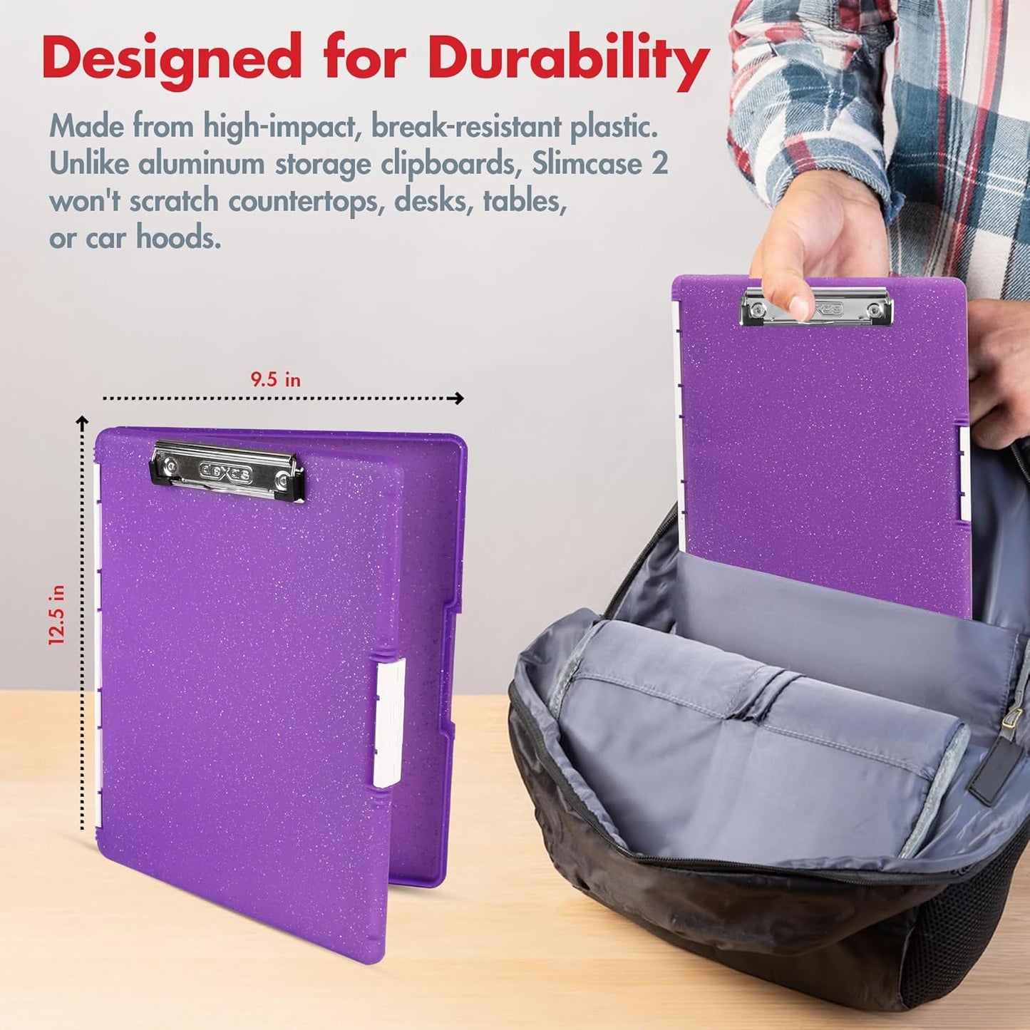 Dexas Slimcase 2 Plastic Clipboard with Storage and Side Opening, Black, Office Supplies Clipboards to Organize, Carry and Store, A4 Holder, Style and Functionality Nursing Clipboards