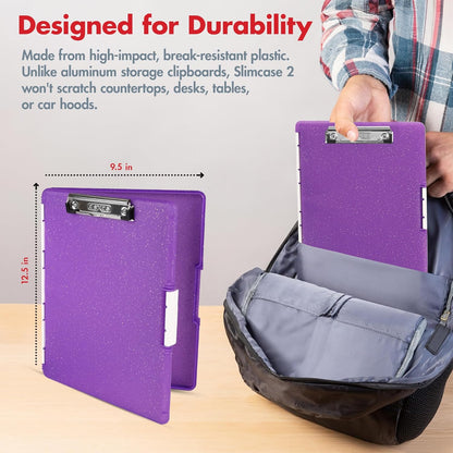 Dexas Slimcase 2 Plastic Clipboard with Storage and Side Opening, Black, Office Supplies Clipboards to Organize, Carry and Store, A4 Holder, Style and Functionality Nursing Clipboards