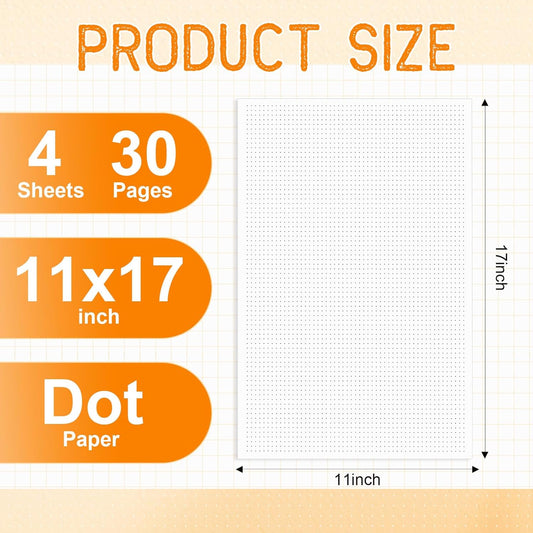 Eaasty 4 Pack Dot Grid Notepads 11 x 17 Inch Large Dotted Memo Pads with Thick Paper for Sketching Journaling Planning