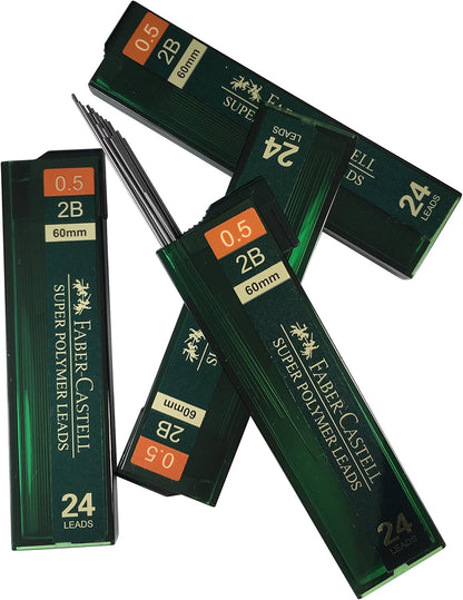 Faber-Castell 0.5mm 2B Mechanical Pencil Refills (96 Leads, 4 Tubes of 24 Leads Each)