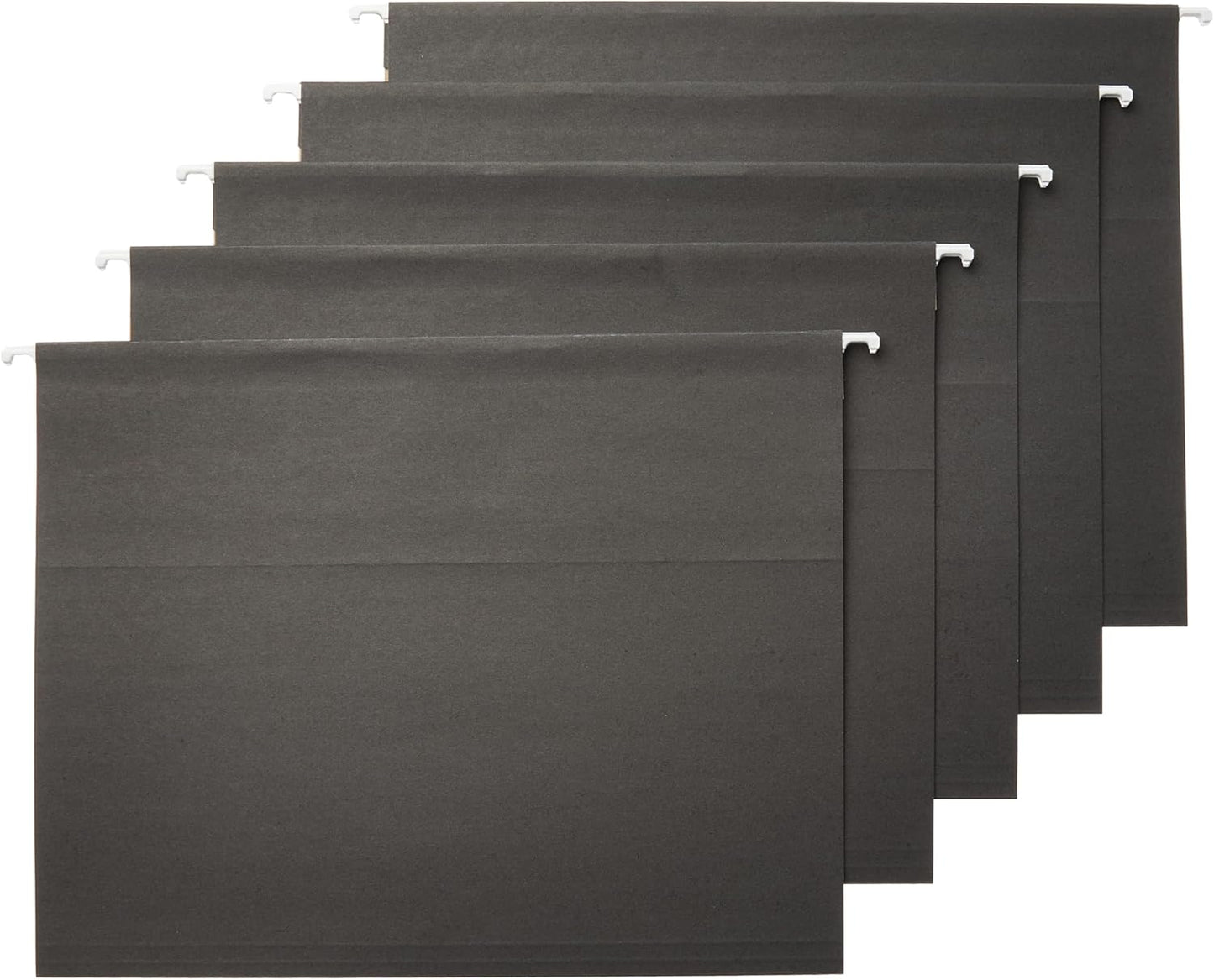 Amazon Basics Hanging File Folders with Adjustable Tabs, Sturdy Expandable Document Organizer, Letter Size 8.5x11 inch, Green, 25-Pack