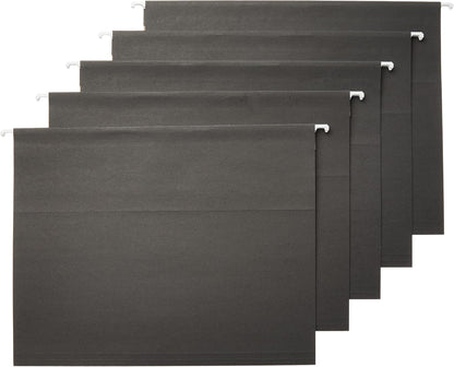 Amazon Basics Hanging File Folders with Adjustable Tabs, Sturdy Expandable Document Organizer, Letter Size 8.5x11 inch, Green, 25-Pack