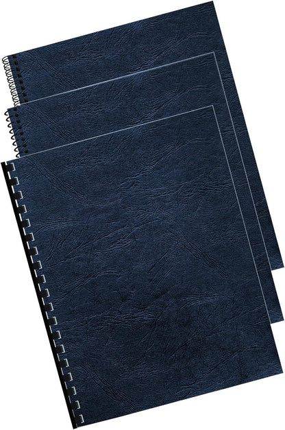 Fellowes Letter Size Binding Covers Expressions Grain, 50-Pack, Navy (52124)