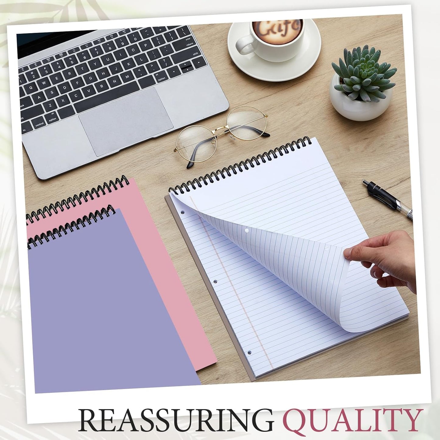 MotiMind 10 Pack 8.5" x 11" Top Spiral Notebook with 3 Hole Punched Morandi Colors Legal Pads College Ruled Notepad 50 Sheets Hard Cardboard Paper Wirebound Notepad for Office School Business