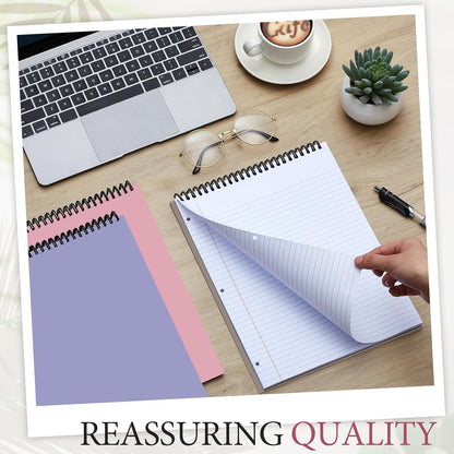 MotiMind 10 Pack 8.5" x 11" Top Spiral Notebook with 3 Hole Punched Morandi Colors Legal Pads College Ruled Notepad 50 Sheets Hard Cardboard Paper Wirebound Notepad for Office School Business