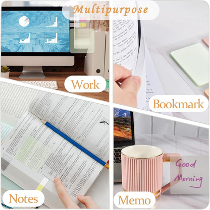 BAYTORY 700 Sheets Transparent Sticky Notes, Clear Waterproof 3 x 3 inch See Through Memo Pad, Self-Adhesive Translucent Writable Index Tabs for Annotating Books, Office & School Study Supplies