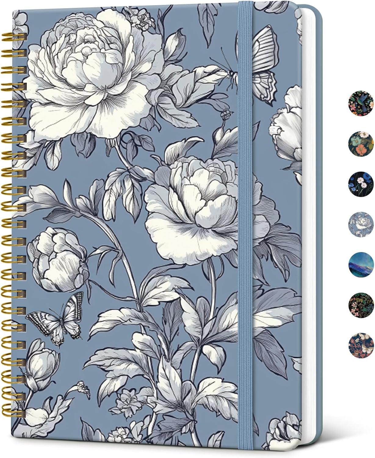 Taja Lined Spiral Journal Notebook for Women, A5 Cute College Ruled Hardcover Notebook for Work & Note Taking, Pretty Journal for Writing, 140 Pages, Flower Garden