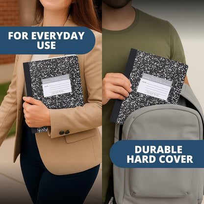 Roaring Spring Hard Cover Composition Notebook, 4 Pack, Assorted Colors Marble Comp Book, 9.75″ x 7.5″, Wide-Ruled with Margin, 100 Sheets (200 Pages)