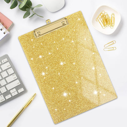 Rimilak Acrylic Glitter Clipboards, Sparkly Board with Low Profile Gold Clip, Designed for Classroom School and Office Use, A4 Letter Size 9 x 12.5 in, Pink