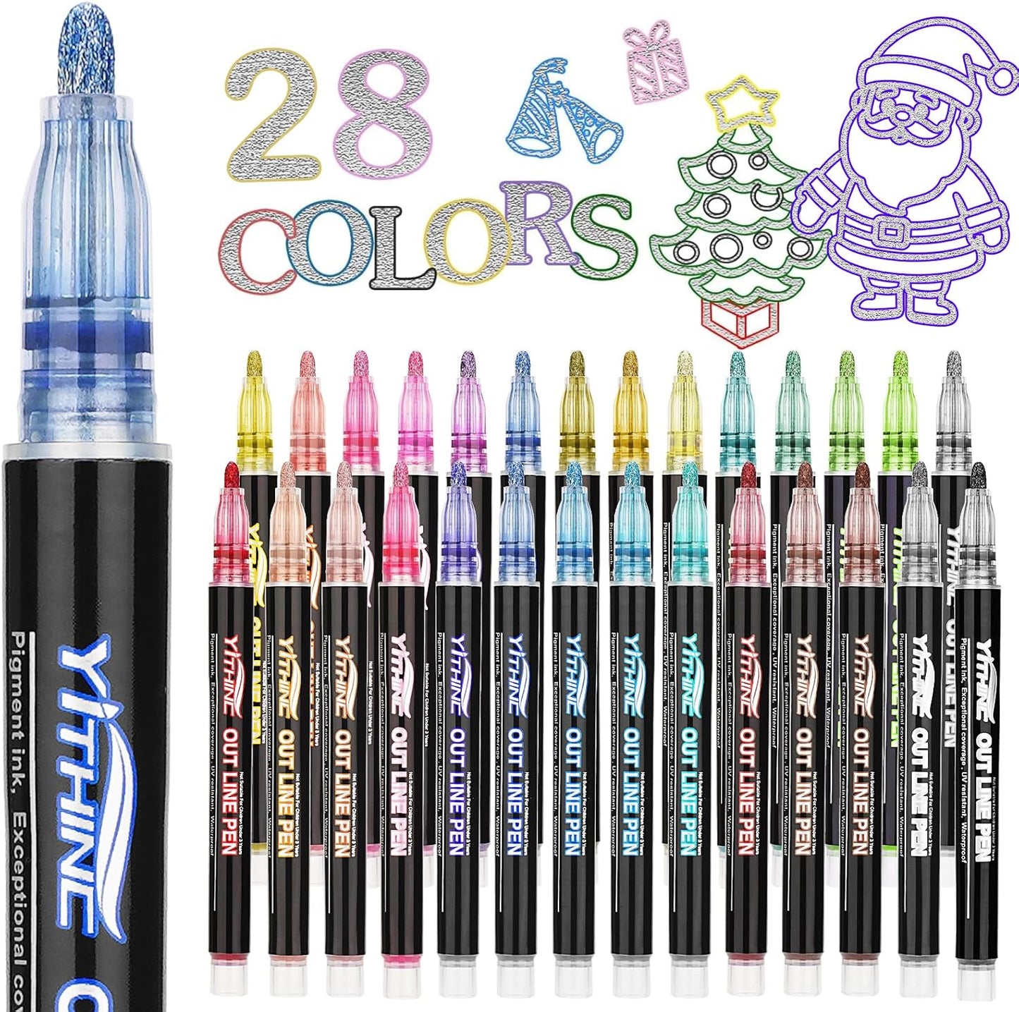 Outline Markers, 12 Metallic Shimmer Glitter Gel Pens, Tween Teen Girl Gifts Trendy Stuff, Cool Cute Art Craft School Drawing Supplies, Birthday Fun Kits for Kids Girls Ages 4 6 8 10 12 Year Old