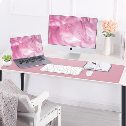 Large Desk Mat 47.2" x 17" Leather Desk Pad Protector with Natural Cork & PU Leather, Non-Slip Office Desk Mat, Large Mouse Pad, Waterproof Desk Blotter pad for Office&Home(Black)
