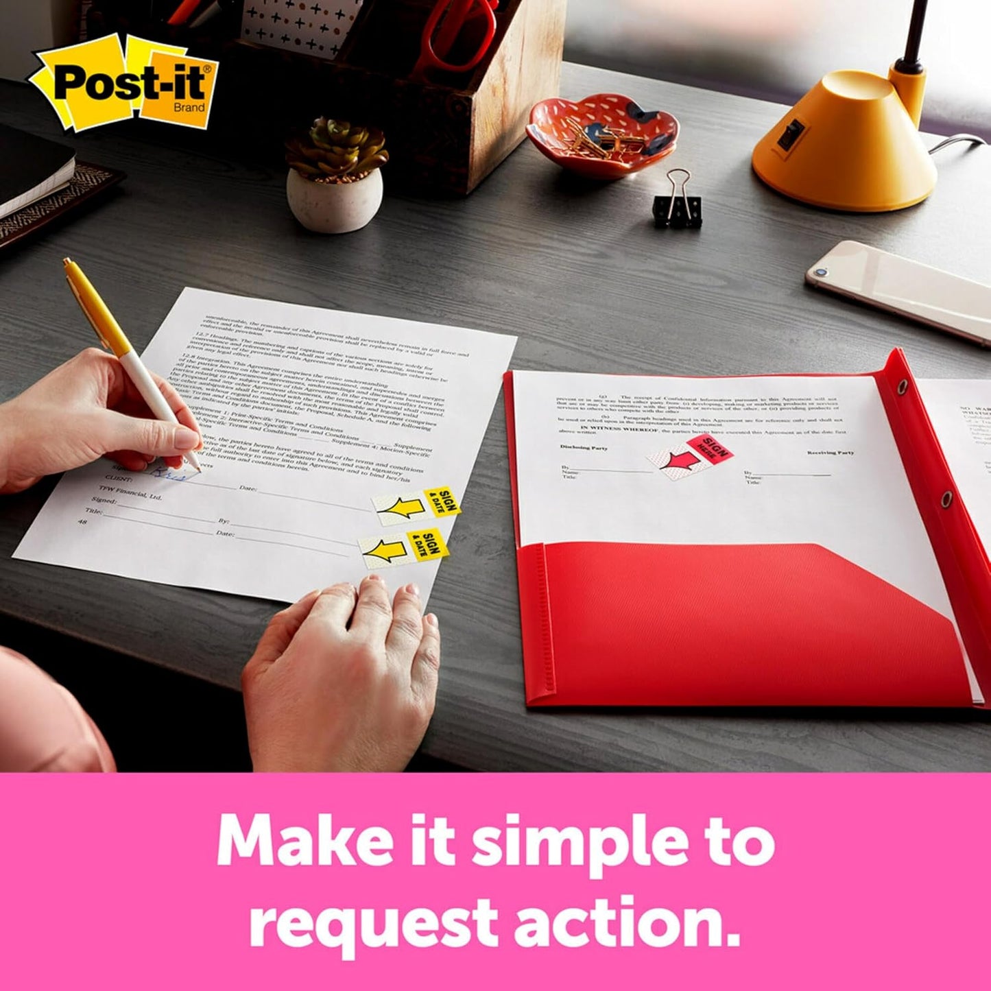 Post-it Message Flags, Sign Here 1 in. x 1.7 in., One Dispenser with 200 -Count Red Sticky Tabs Per Dispenser, Removable Page Markers to Mark Tax, Real Estate, and Legal Documents (200 Flags Total)