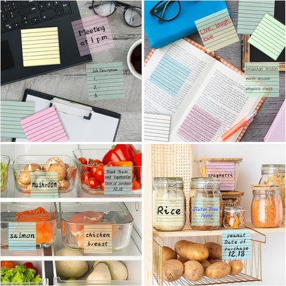 3x3 Inch Transparent Sticky Notes 300 Sheets, Clear Translucent Lined Self-Adhesive Memo Repositionable Reminder Pad for Office, College Students, Planners, Journals, School Supplies (Purple)