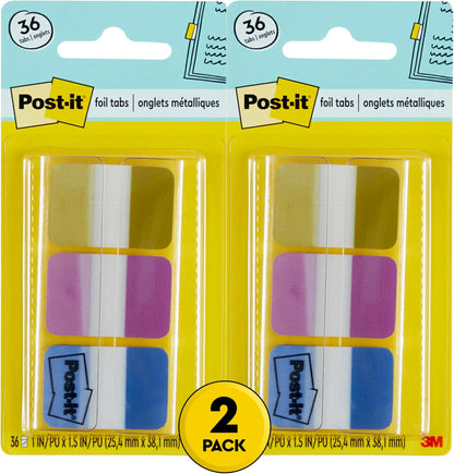 Post-it Foil Tabs, Iridescent Colors, 36 Tabs/Pack, 1 in x 1.5 in (686-FLOPBT)