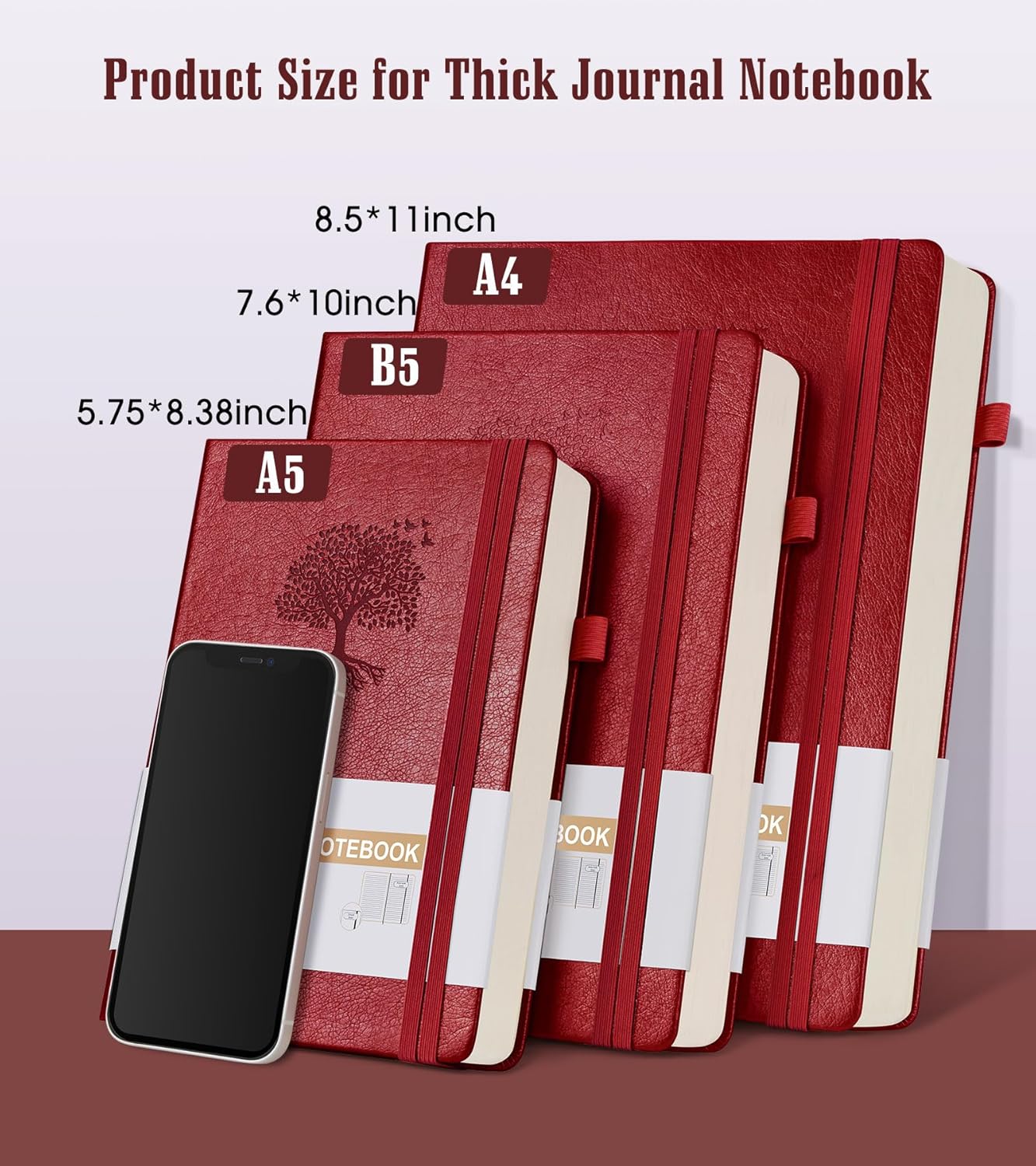 Lined Journal Notebook -365 Pages A5 Thick Journals for Writing Ruled Notebook, Hardcover Leather Journal for Women Men Daily Journal Notebook for Work, Note Taking, 100Gsm Lined Paper( 5.75'' X 8.38'' Green)
