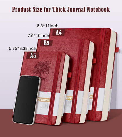 Lined Journal Notebook -365 Pages A5 Thick Journals for Writing Ruled Notebook, Hardcover Leather Journal for Women Men Daily Journal Notebook for Work, Note Taking, 100Gsm Lined Paper( 5.75'' X 8.38'' Green)