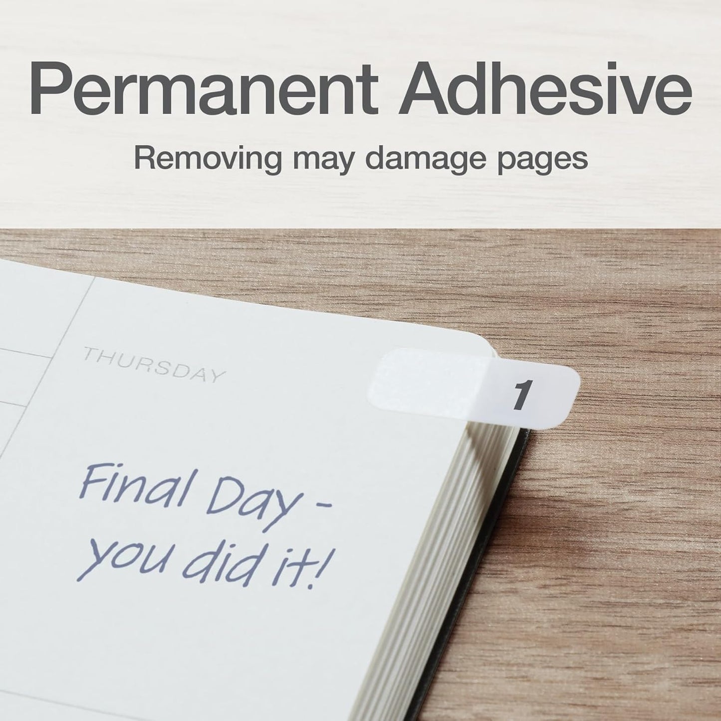 Redi-Tag Daily Adhesive Tabs, Preprinted Daily Tab, 12 Sets of 1-31 plus withBonus Blank Tabs, 7/17" x 1", Durable and Customizable Labels with Permanent Adhesive for Planners & Files, White (1006548)