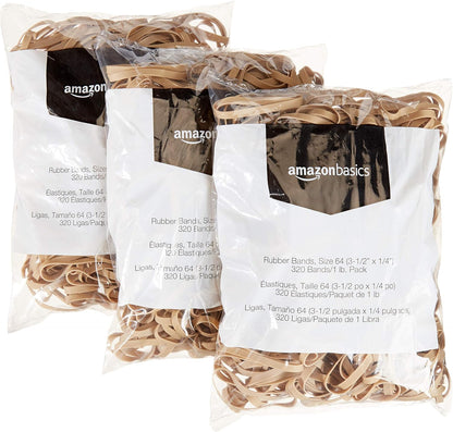 Amazon Basics Assorted Size and Color Rubber Bands, Strong Elastic Stretch Office Supplies, 0.5 lb. Variety Assortment