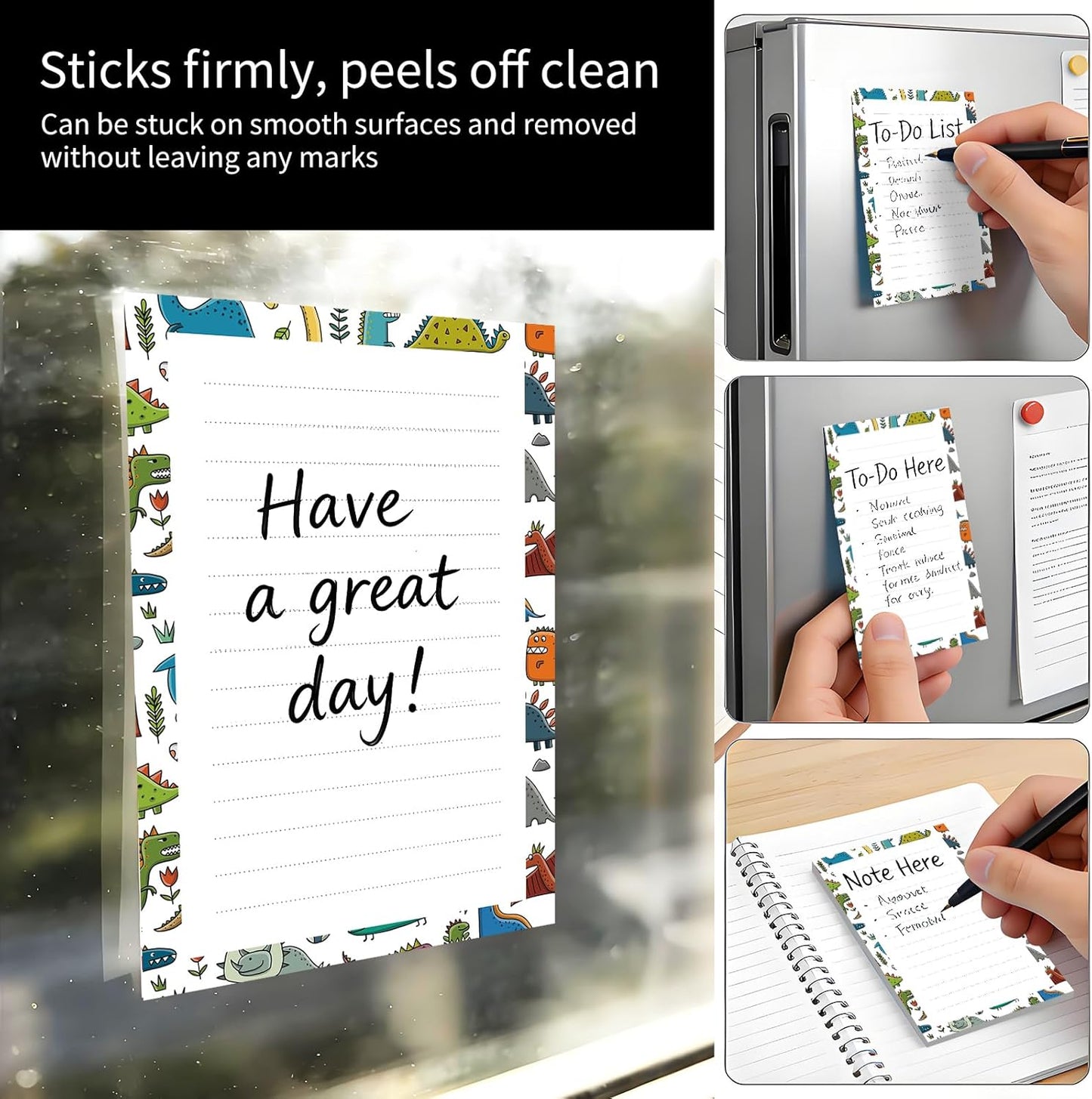 2 Pack Sticky Notes 4x6 in, Funny Large Notepads with Lines, Cute Self-Stick Memo Note Pads for Office, Home, Meeting Luxury Boho Flowers