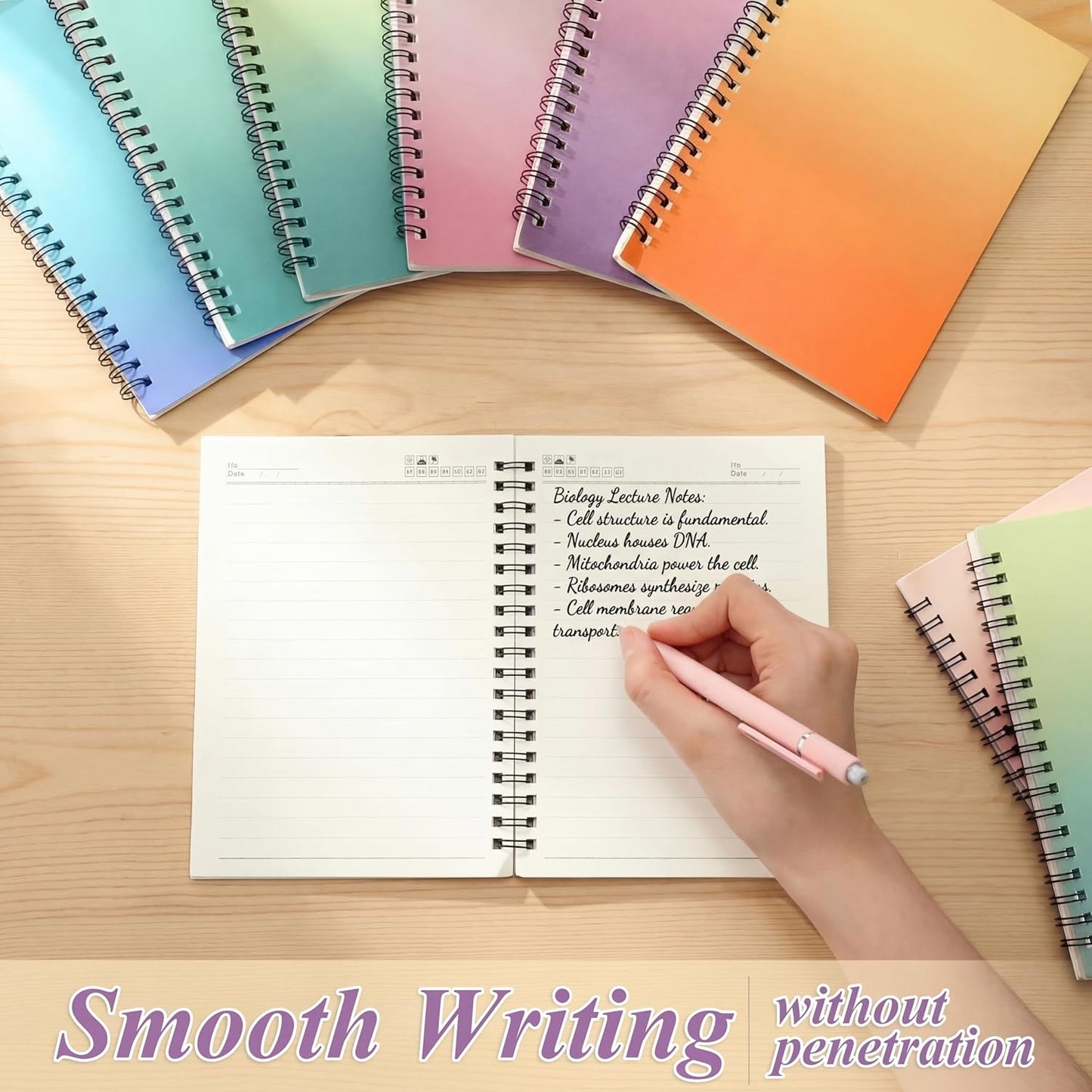 Leelosp 12 Pack Small Spiral Notebook Lined Spiral Journal College Ruled Notebook Wire Bound Kraft Cover, 120 Pages for Work (Multicolor,5.5 x 8.3 Inch)