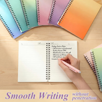 Leelosp 12 Pack Small Spiral Notebook Lined Spiral Journal College Ruled Notebook Wire Bound Kraft Cover, 120 Pages for Work (Multicolor,5.5 x 8.3 Inch)