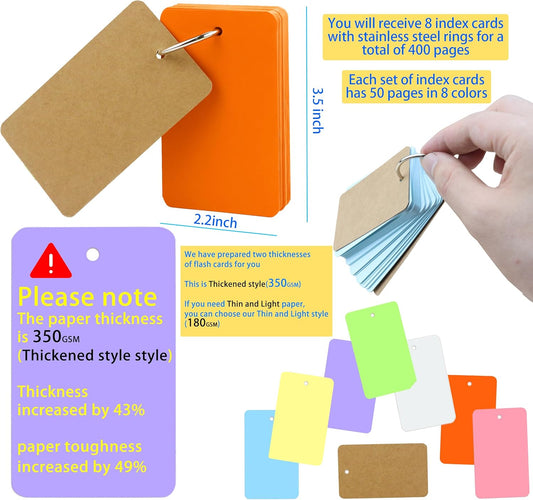 MotBach 300 Pcs Flash Cards 2x3 Inch Index Cards with Ring Lined Note Card Bood Flashcards, Mini Blank Flash Cards 2x3 White Card Pad Index Note Bood 2 x 3 Notecards for Studying School Supply College