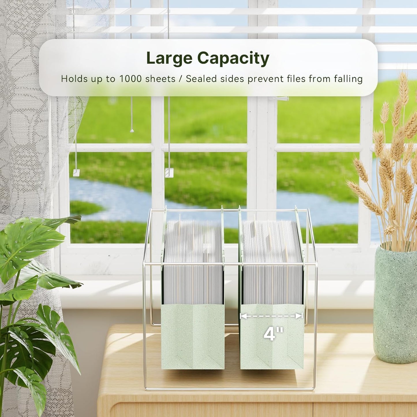 XINGIA Wheat Straw Reinforced Hanging File Folders Legal Size,4 Inch Expansion File Organizer,6 Pack Extra Capacity File Cabinet Folders for Bulky Files,Medical Charts,Filing Folders Hanging with Tabs