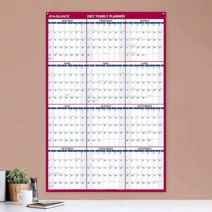 AT-A-GLANCE 2026 Erasable Calendar, Dry Erase Wall Planner, 12" x 16", Small, Vertical-Horizontal, Reversible, Compact (PM330B2826)