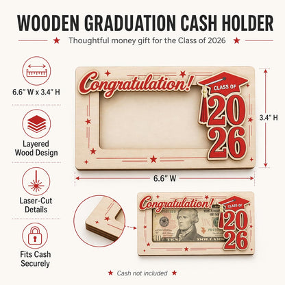 Wooden Cute Pencil Gift Card Holder 3.36x6 inches, Graduation Cash Holder for Class of 2026, Teacher Appreciation Gifts, Creative Money Gift Idea for Students, Teacher Gift, Teacher Appreciation Gifts