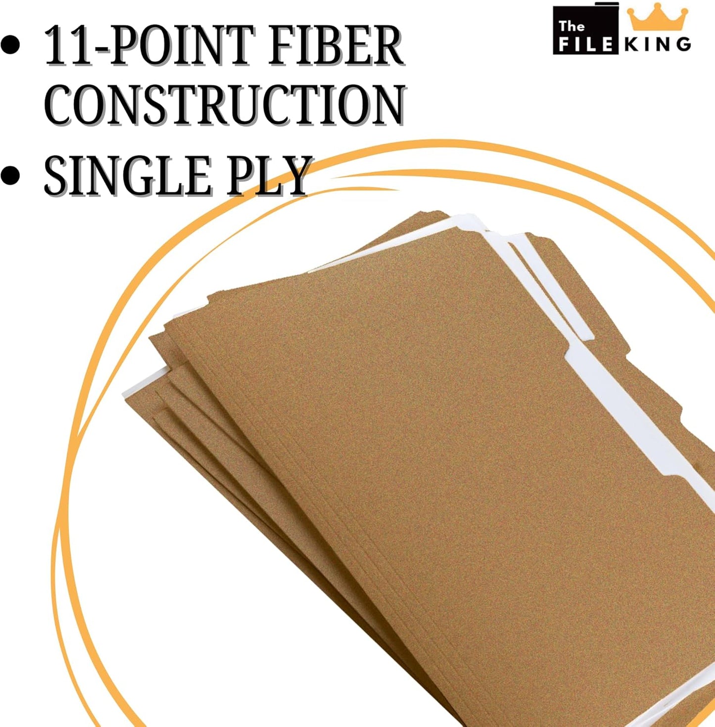 The File King 1/3 Cut File Folders Letter Size - 100 Pack | Manilla Folders 8.5 x 11 | Assorted 3 Tabs | Heavy Duty 11-Point Fiber | Made in USA | Undercut Front Style | Easy Labeling & Organization