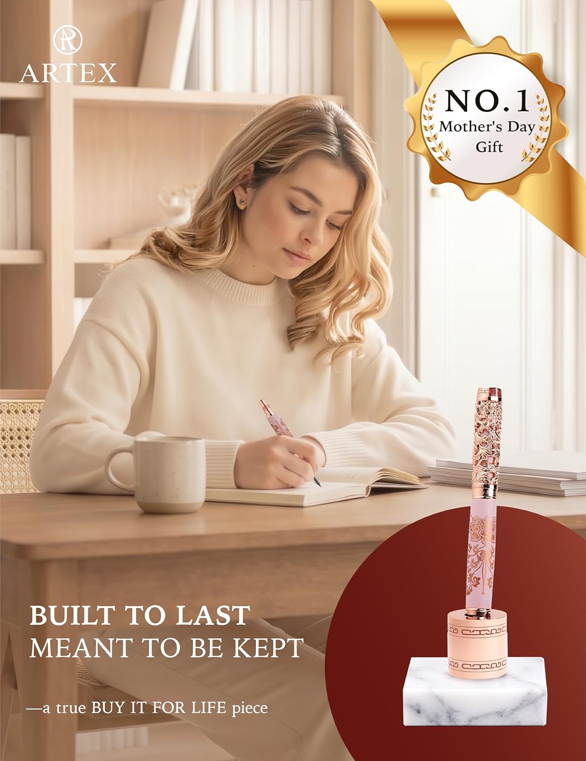 ARTEX Executive Rollerball Pen-Museum Collections-Crafting Timeless Beauty-Luxury Pen Gift & Office Desk Decor, German SCHMIDT refill, Solid Metal Texture